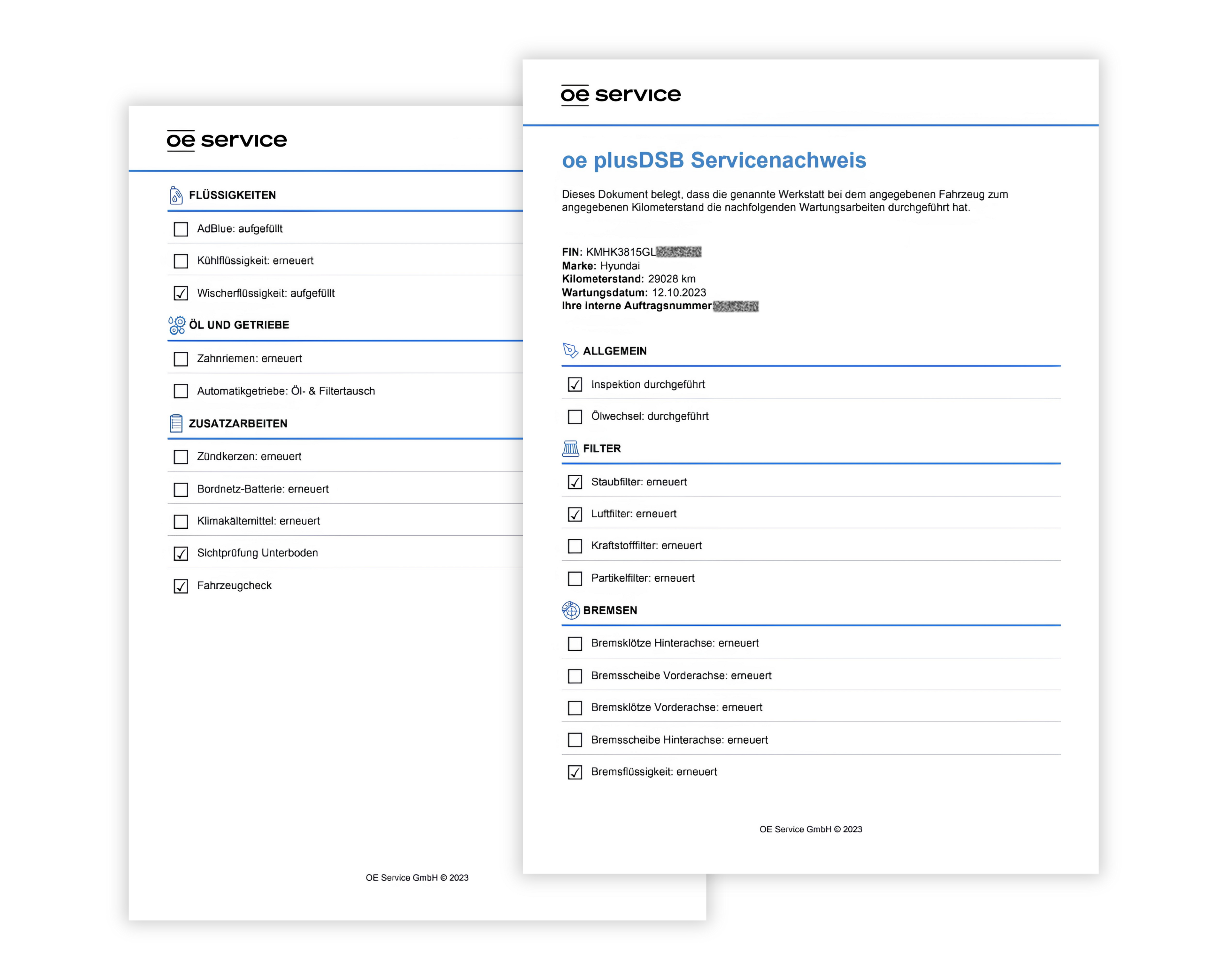 Screenshot einer Webseite mit dem Servicenachweis eines Fahrzeugs, mit Wartungshistorie für Alpine, einschließlich Servicedaten, Kilometerstand und durchgeführten Arbeiten bei jedem Besuch.